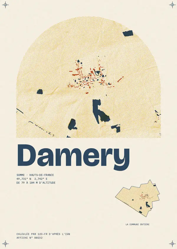 Affiche de Damery, calculée par 123-fr d'après l'IGN