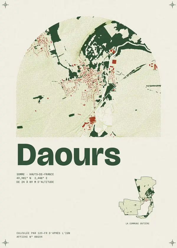 Affiche de Daours, calculée par 123-fr d'après l'IGN