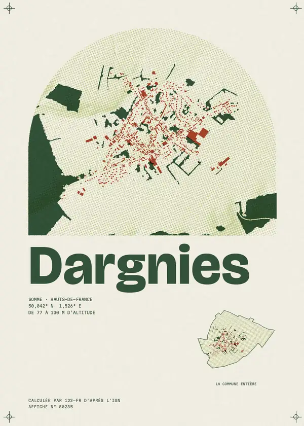 Affiche de Dargnies, calculée par 123-fr d'après l'IGN