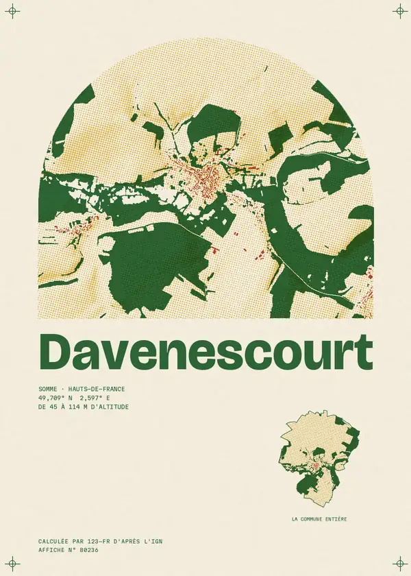 Affiche de Davenescourt, calculée par 123-fr d'après l'IGN