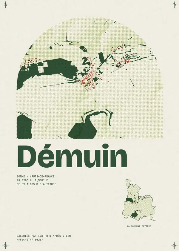 Affiche de Démuin, calculée par 123-fr d'après l'IGN