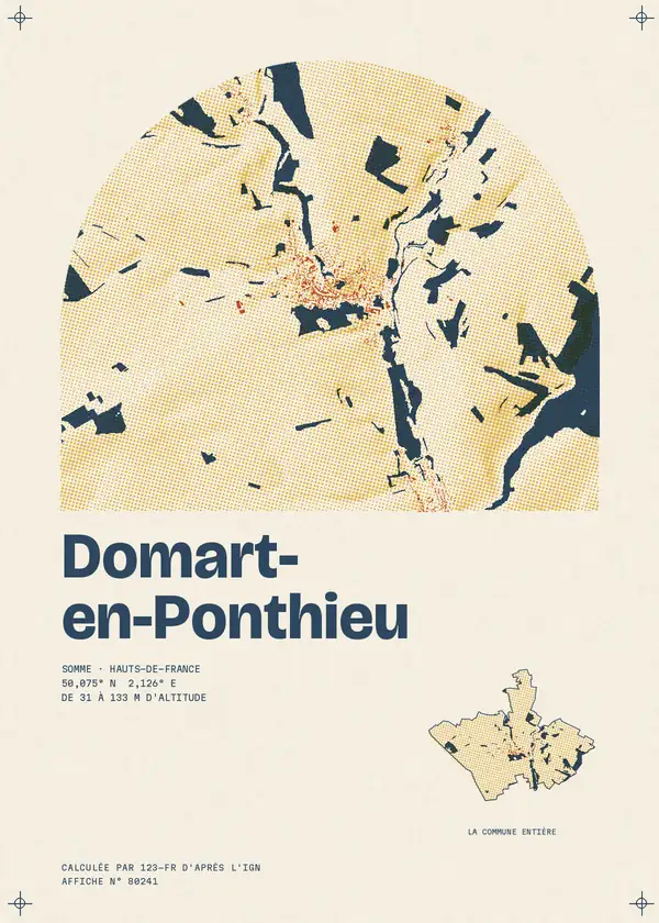 Affiche de Domart-en-Ponthieu, calculée par 123-fr d'après l'IGN