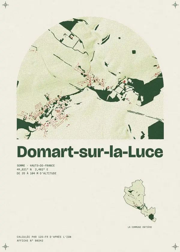 Affiche de Domart-sur-la-Luce, calculée d'après l'IGN