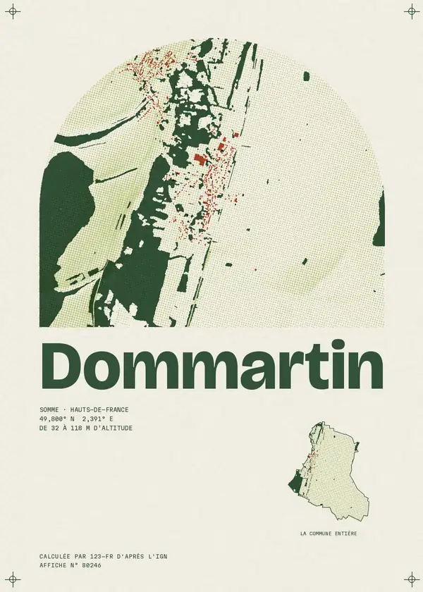 Affiche de Dommartin, calculée par 123-fr d'après l'IGN