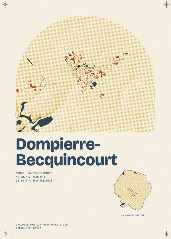 Affiche de Dompierre-Becquincourt, calculée par 123-fr d'après l'IGN