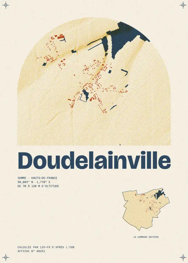 Affiche de Doudelainville, calculée par 123-fr d'après l'IGN