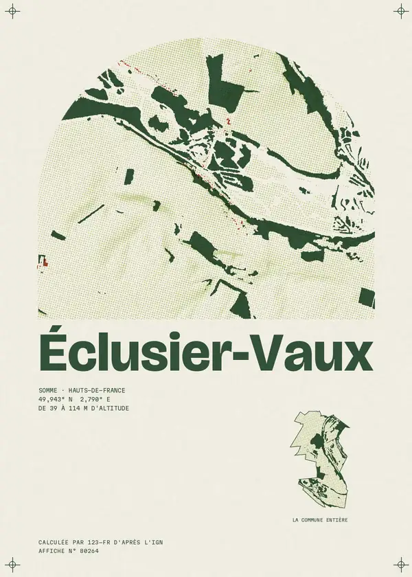 Affiche de Éclusier-Vaux, calculée par 123-fr d'après l'IGN