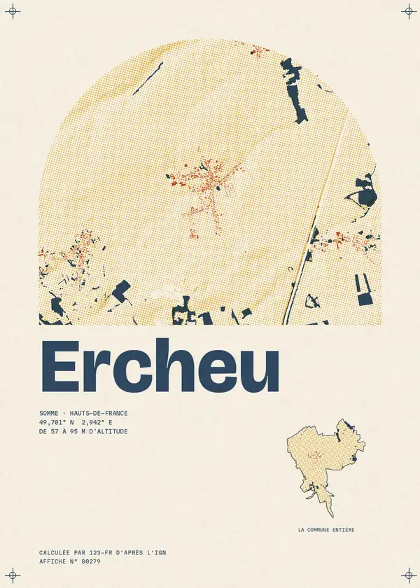 Affiche de Ercheu, calculée par 123-fr d'après l'IGN