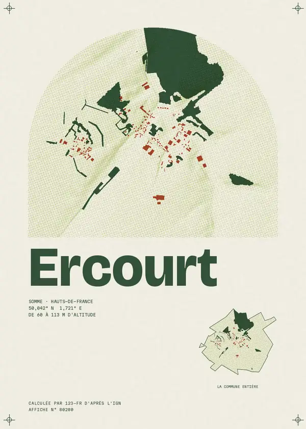 Affiche de Ercourt, calculée par 123-fr d'après l'IGN