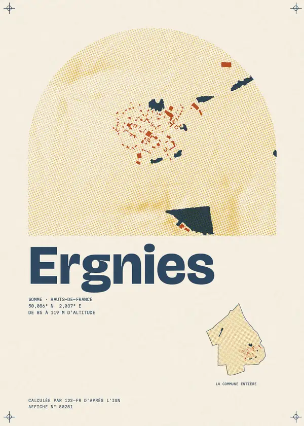 Affiche de Ergnies, calculée par 123-fr d'après l'IGN