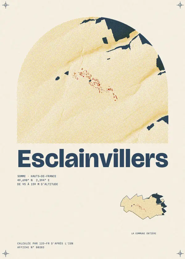 Affiche de Esclainvillers, calculée par 123-fr d'après l'IGN