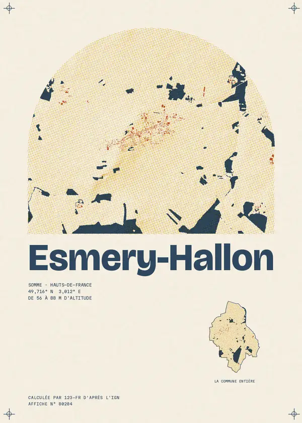 Affiche de Esmery-Hallon, calculée par 123-fr d'après l'IGN