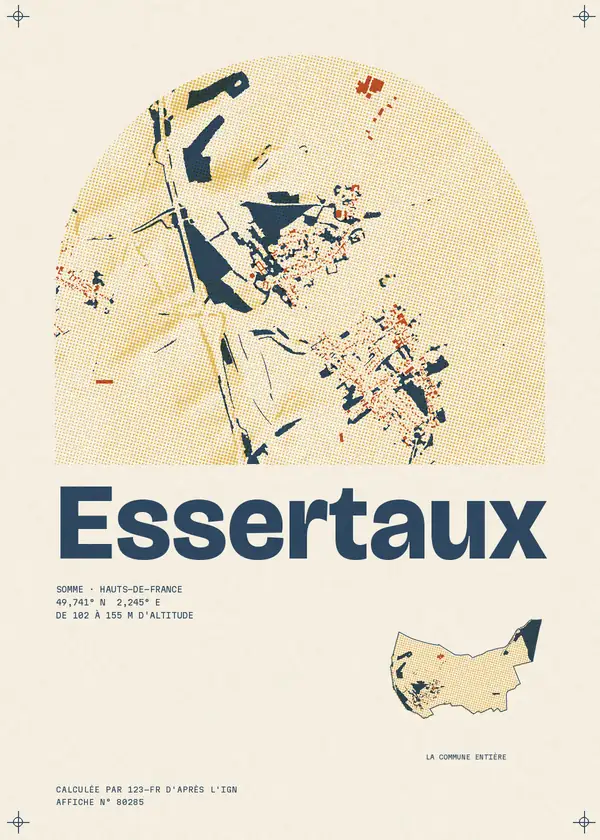 Affiche de Essertaux, calculée par 123-fr d'après l'IGN