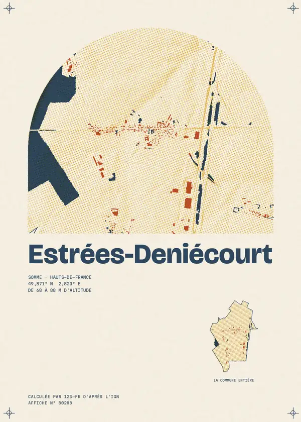 Affiche de Estrées-Deniécourt, calculée par 123-fr d'après l'IGN