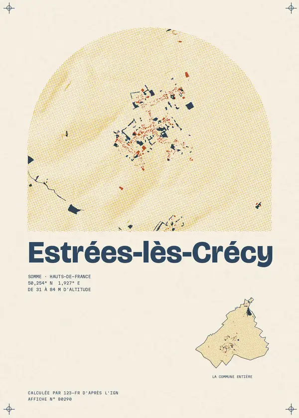 Affiche de Estrées-lès-Crécy, calculée par 123-fr d'après l'IGN