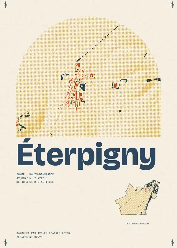 Affiche de Éterpigny, calculée par 123-fr d'après l'IGN