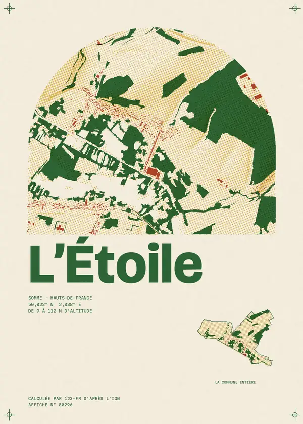 Affiche de L'Étoile, calculée par 123-fr d'après l'IGN