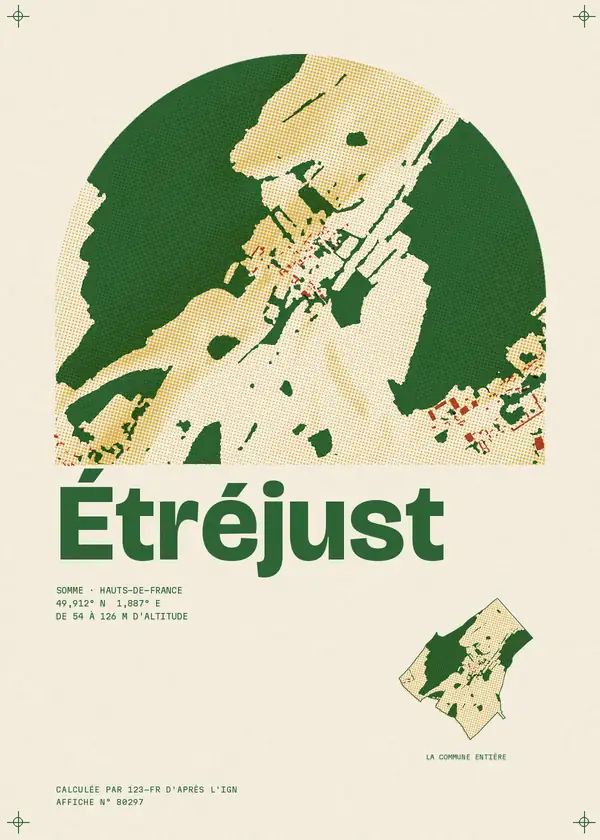 Affiche de Étréjust, calculée par 123-fr d'après l'IGN