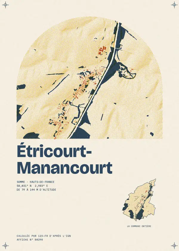 Affiche de Étricourt-Manancourt, calculée par 123-fr d'après l'IGN