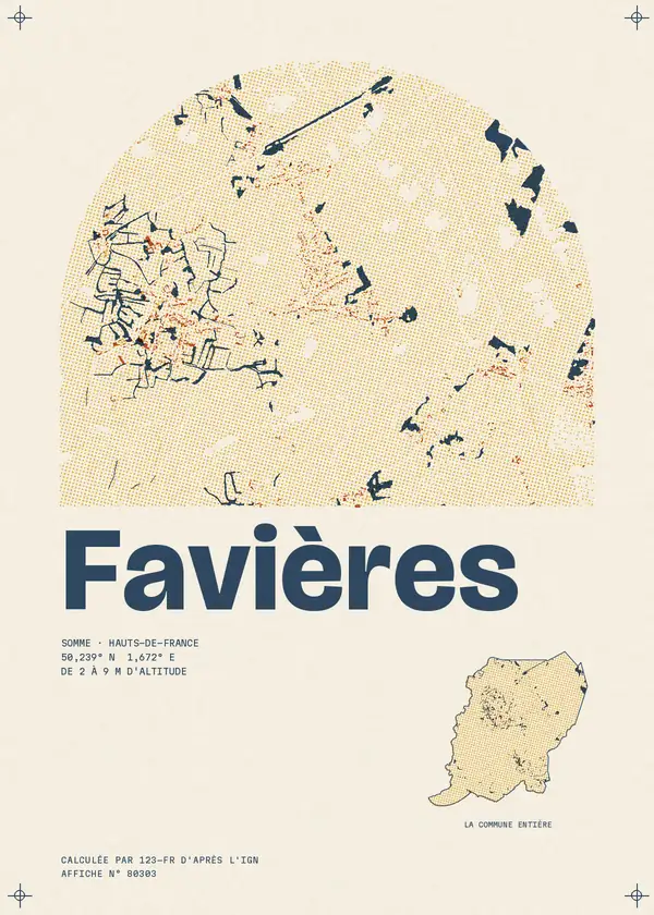Affiche de Favières, calculée par 123-fr d'après l'IGN