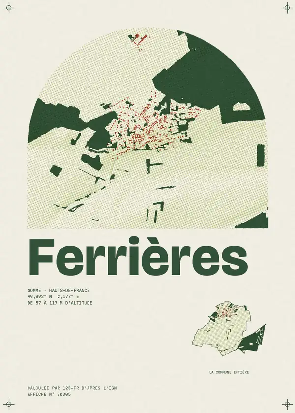 Affiche de Ferrières, calculée par 123-fr d'après l'IGN