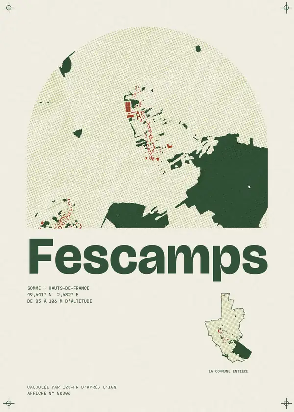 Affiche de Fescamps, calculée par 123-fr d'après l'IGN