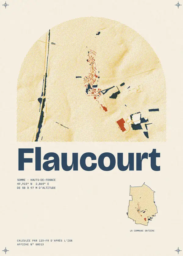 Affiche de Flaucourt, calculée par 123-fr d'après l'IGN