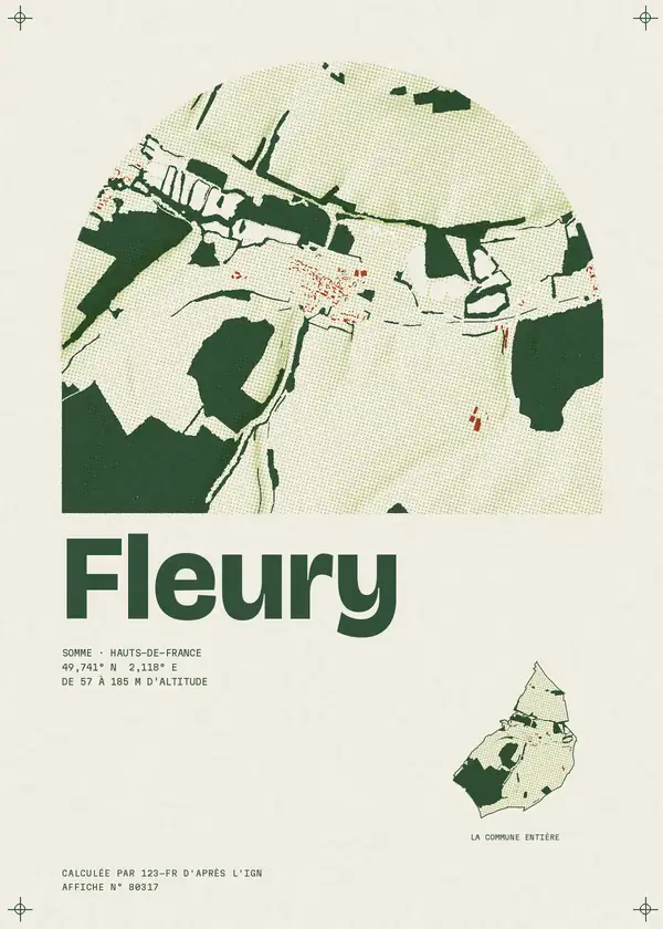 Affiche de Fleury, calculée par 123-fr d'après l'IGN