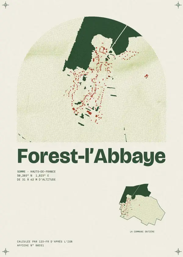 Affiche de Forest-l'Abbaye, calculée par 123-fr d'après l'IGN