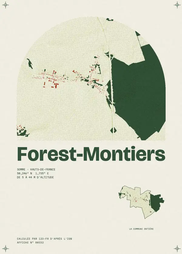 Affiche de Forest-Montiers, calculée par 123-fr d'après l'IGN