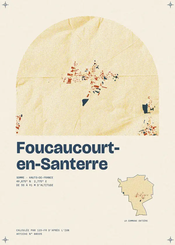 Affiche de Foucaucourt-en-Santerre, calculée par 123-fr d'après l'IGN