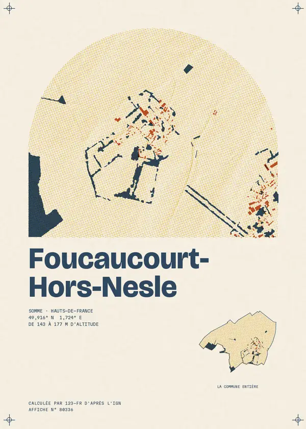 Affiche de Foucaucourt-Hors-Nesle, calculée par 123-fr d'après l'IGN