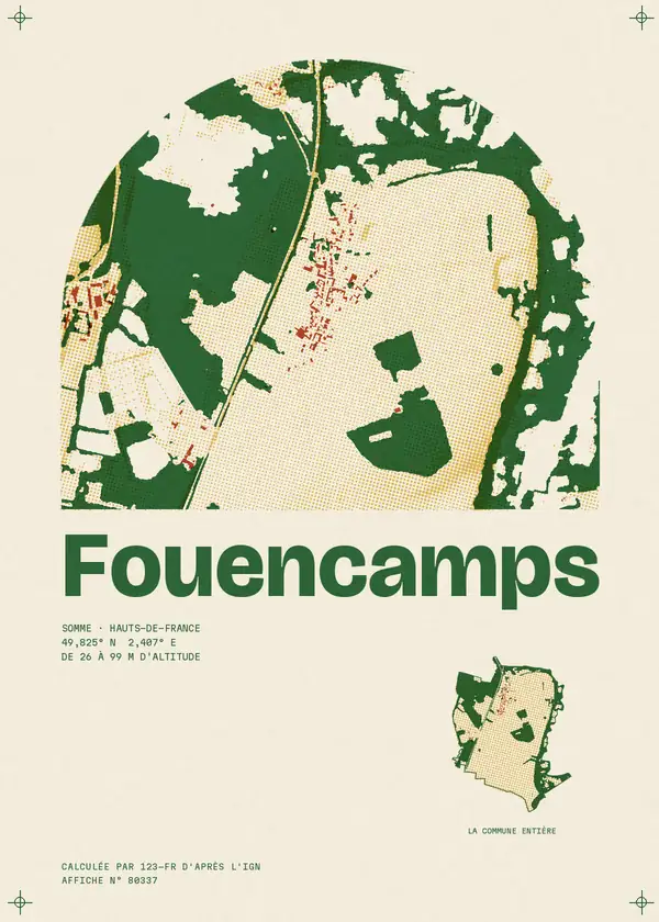 Affiche de Fouencamps, calculée par 123-fr d'après l'IGN