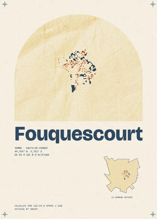 Affiche de Fouquescourt, calculée par 123-fr d'après l'IGN