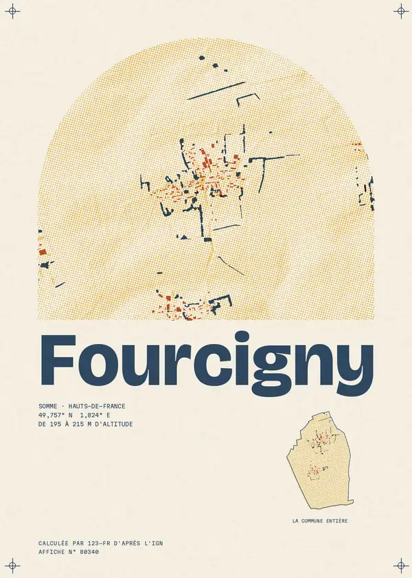 Affiche de Fourcigny, calculée par 123-fr d'après l'IGN