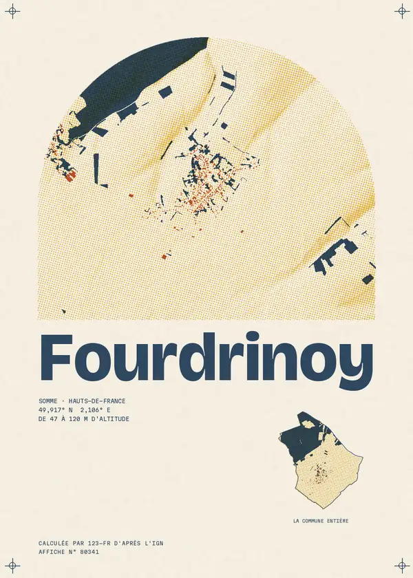Affiche de Fourdrinoy, calculée par 123-fr d'après l'IGN