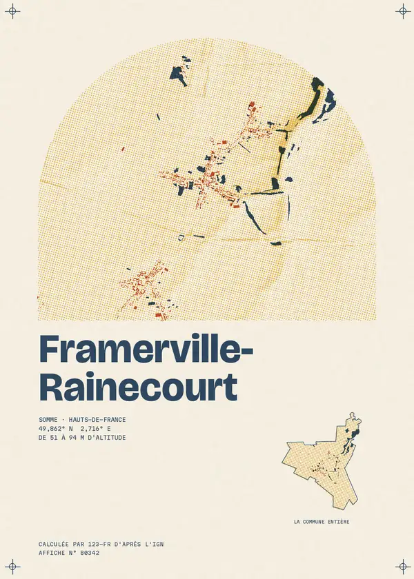 Affiche de Framerville-Rainecourt, calculée par 123-fr d'après l'IGN