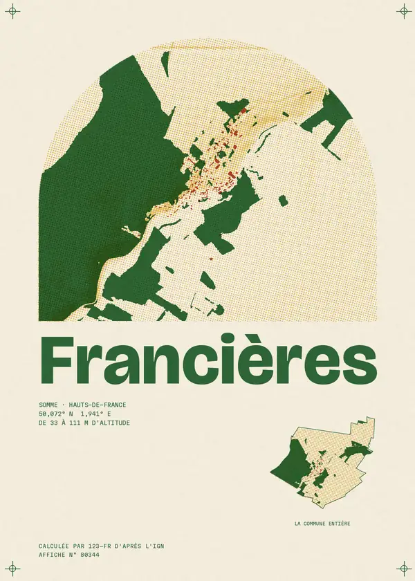 Affiche de Francières, calculée par 123-fr d'après l'IGN