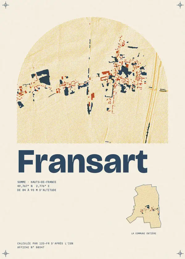 Affiche de Fransart, calculée par 123-fr d'après l'IGN
