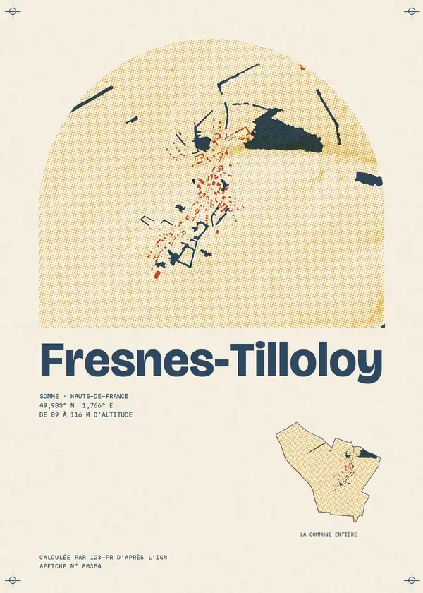 Affiche de Fresnes-Tilloloy, calculée par 123-fr d'après l'IGN