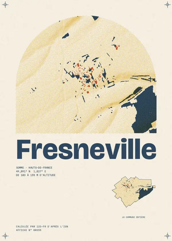 Affiche de Fresneville, calculée par 123-fr d'après l'IGN