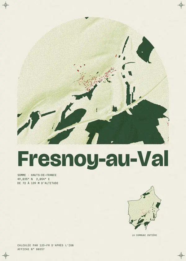 Affiche de Fresnoy-au-Val, calculée par 123-fr d'après l'IGN
