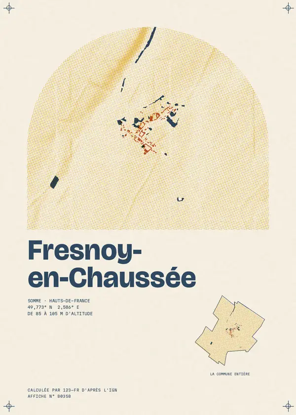 Affiche de Fresnoy-en-Chaussée, calculée par 123-fr d'après l'IGN