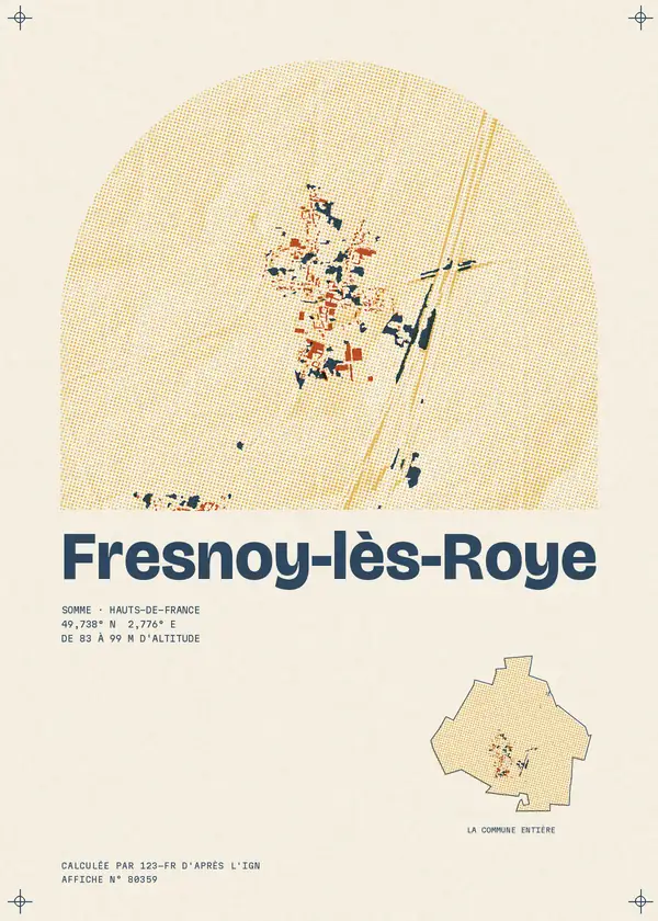 Affiche de Fresnoy-lès-Roye, calculée par 123-fr d'après l'IGN