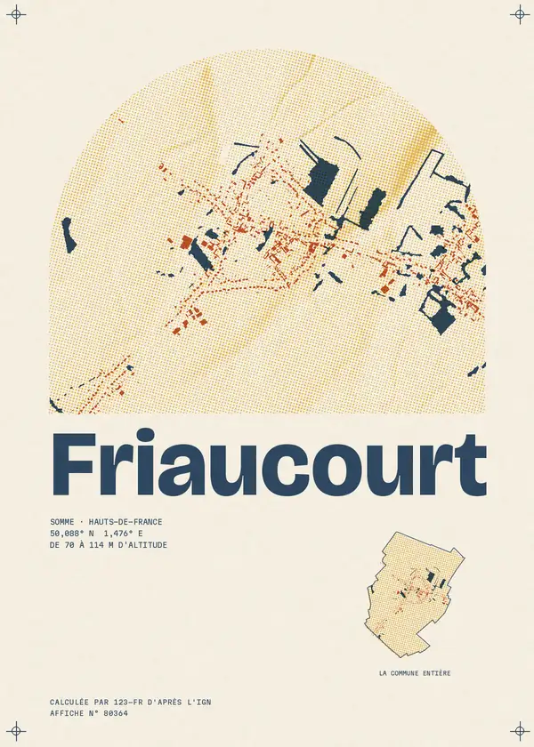Affiche de Friaucourt, calculée par 123-fr d'après l'IGN