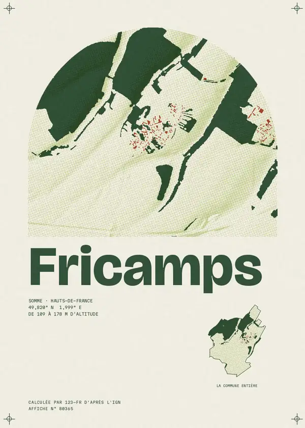 Affiche de Fricamps, calculée par 123-fr d'après l'IGN