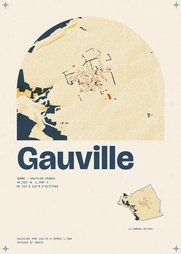 Affiche de Gauville, calculée par 123-fr d'après l'IGN