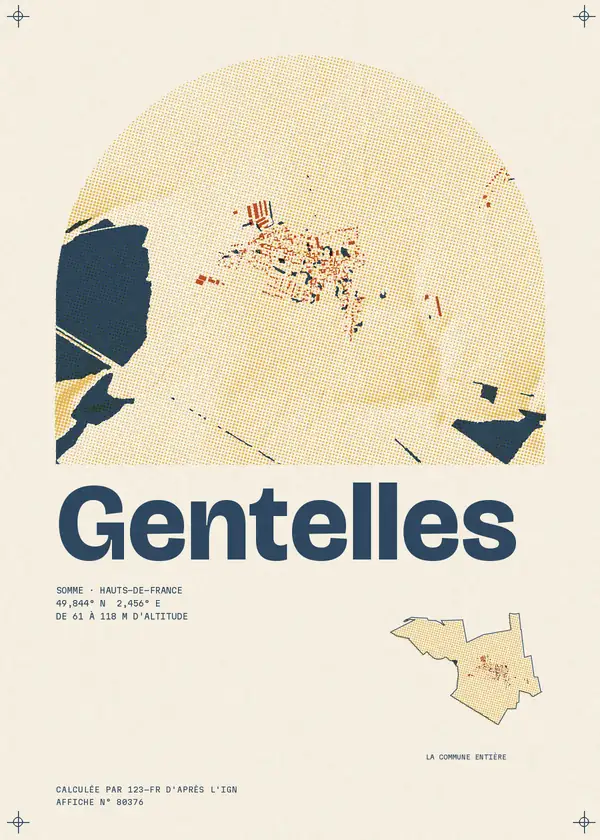 Affiche de Gentelles, calculée par 123-fr d'après l'IGN