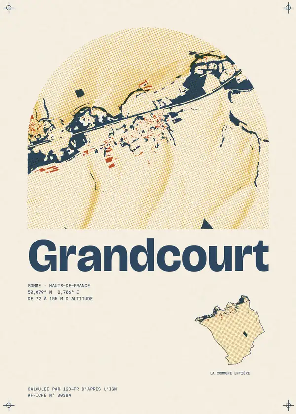 Affiche de Grandcourt, calculée par 123-fr d'après l'IGN