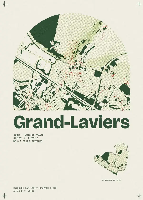 Affiche de Grand-Laviers, calculée par 123-fr d'après l'IGN